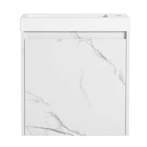 19.7 in. W x 9.9 in. D x 21.3 in. H Single Sink Wall Floating Bath Vanity in White with White Resin Top and Cabinet