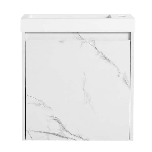 EPOWP 19.7 in. W x 9.9 in. D x 21.3 in. H Single Sink Wall Floating Bath Vanity in White with White Resin Top and Cabinet