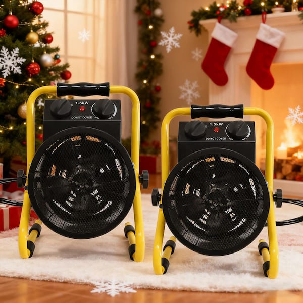 Greenhouse Heater 1500 W 13.4in.Electric Indoor Ceramic Fan Portable Space Heater Radiant w/Overheat Protection,(2-Pack)