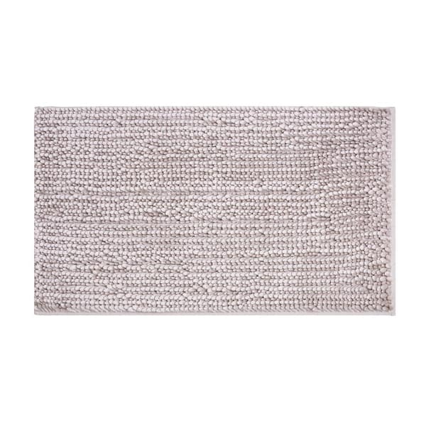 Laura Ashley Butter Chenille Non-Slip Blush Pink 20 in. x 34 in. Polyester Bath Mat