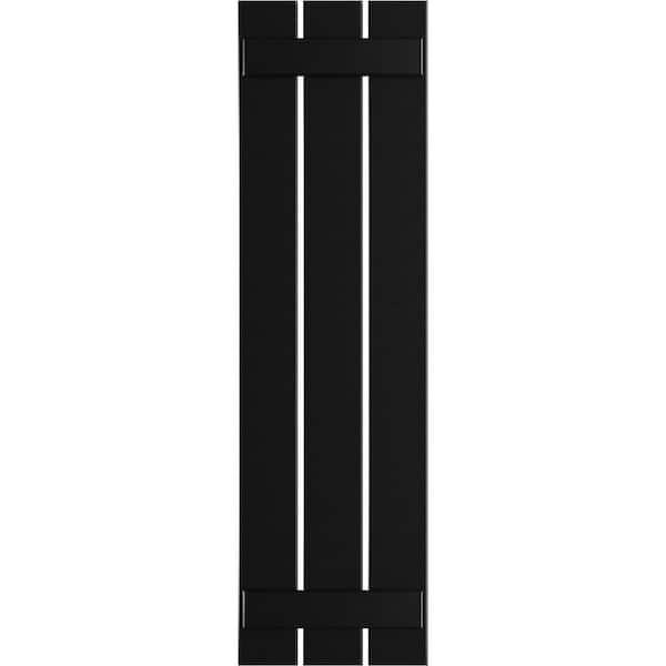 Ekena Millwork 17-1/8 in. x 71 in. True Fit PVC Three Board Spaced Board and Batten Shutters Pair in Black