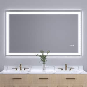 60 in. W x 36 in. H Rectangular Frameless LED Anti-Fog Wall Bathroom Vanity Mirror, Backlit & Front Light