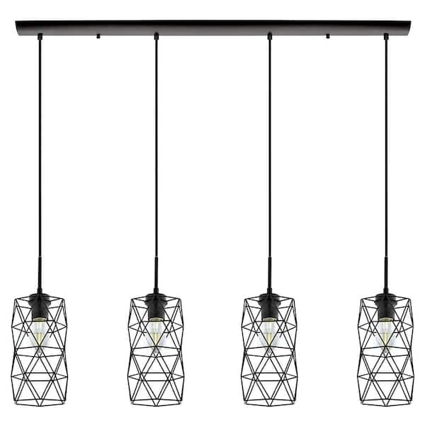 Estevau 2 41.124 in. W x 72 in H 4-Light Matte Black Linear Multi-Pendant Light