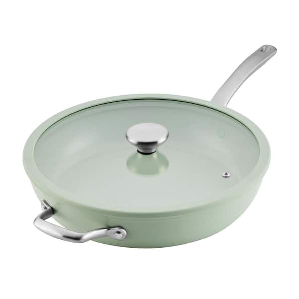 12-Inch Halo with LaserDefense Ceramic Nonstick Frying Pan with Lid and Helper Handle in Sage