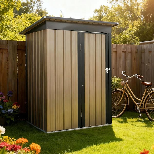 4 ft. W x 2 ft. D Black and Brown Metal Shed with Side Hinge Door