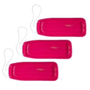 Kids 48 in. Plastic Snow Toboggan Sled with Pull Rope, Reds/Pink (3-Pack)