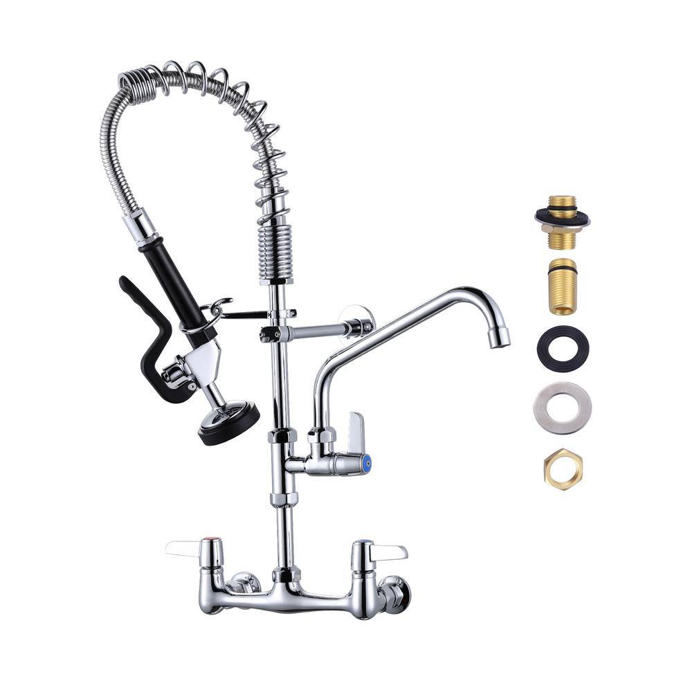25 in. Commercial Triple Handles Pull Down Sprayer Kitchen Faucet with Pre-Rinse Sprayer in Chrome price history on PriceWatchPro