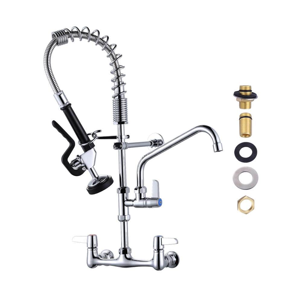 25 in. Commercial Triple Handles Pull Down Sprayer Kitchen Faucet with Pre-