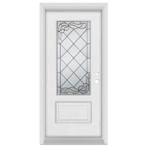 32 in. x 80 in. Art Deco Left-Hand Inswing 3/4 Lite Patina Finished Fiberglass Oak Woodgrain Prehung Front Door