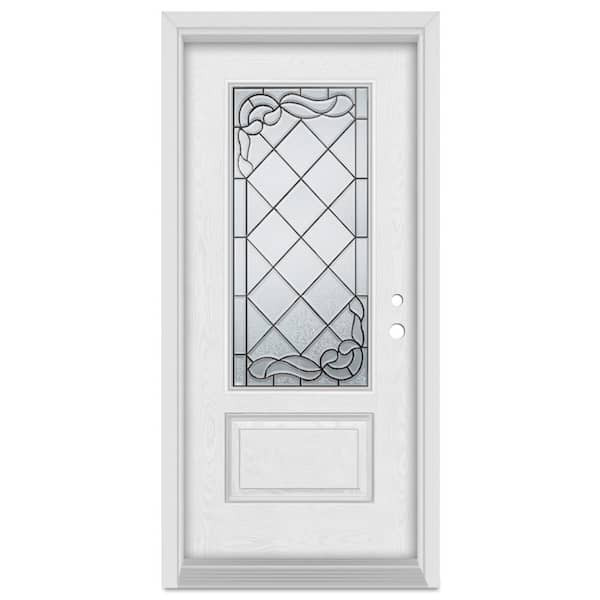 Stanley Doors 32 in. x 80 in. Art Deco Left-Hand Inswing 3/4 Lite Patina Finished Fiberglass Oak Woodgrain Prehung Front Door