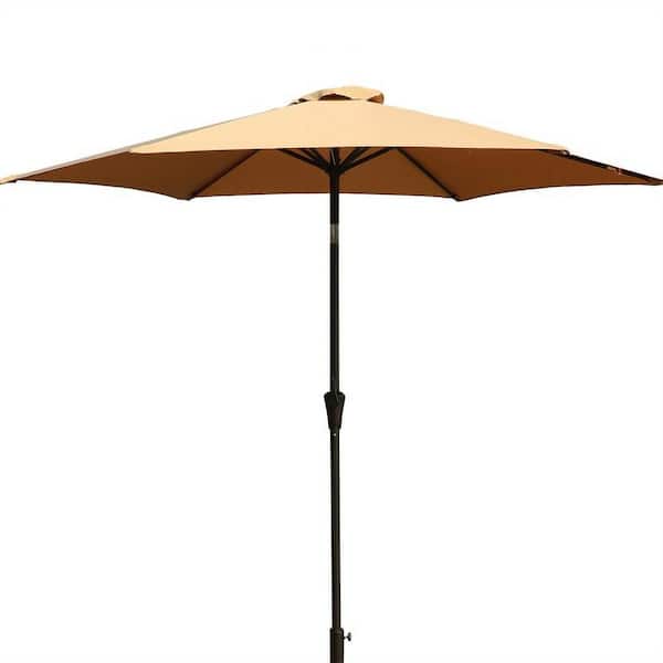 Unbranded 9 ft. Polyester Market Patio Umbrella in Taupe with Carry Bag