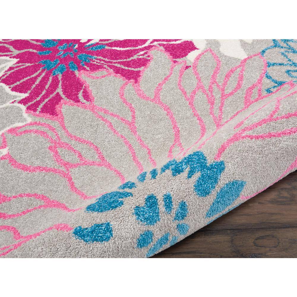 Gray and Pink Floral Synthetic 5' x 7' Area Rug