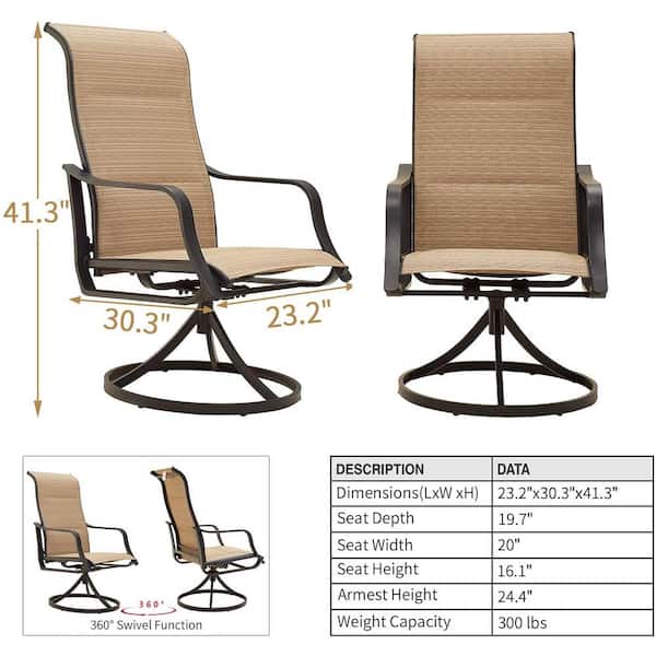 Top Home Space Swivel Metal Outdoor, Outdoor Dining Chair Width