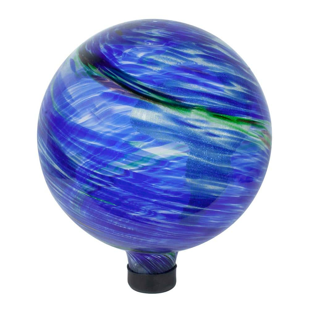 10 in. Glow-In-The-Dark Illuminarie Glass Gazing Ball, Earth Swirl -  Echo Valley, 8149