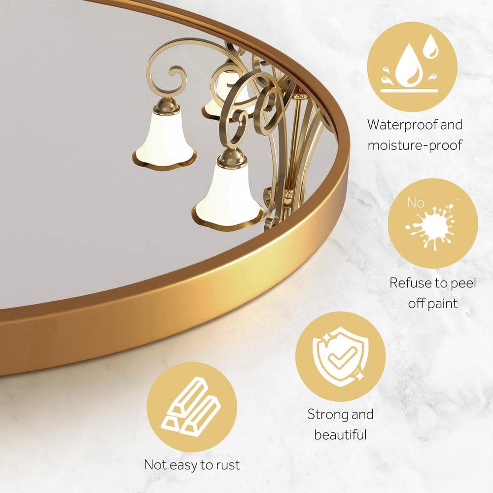 Large Gold Asymmetrical Decorative Wall Mirror with Metal Frame