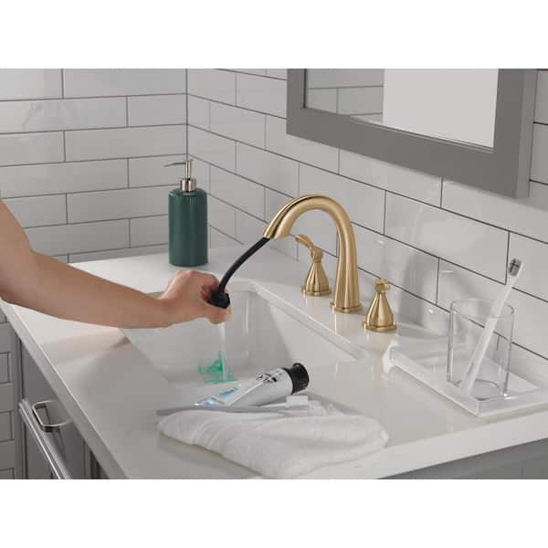 Stryke Gold 8 in. Widespread Double-Handle Bathroom Faucet with Pull-Down Spout in Lumicoat Champagne Bronze