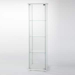 Floor Standing White 4 Shelves Glass Display Cabinet with Door(64" x 17"x 14.5")
