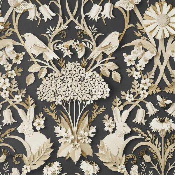 Fine Decor Fae Charcoal Woodland Paper Wallpaper Sample