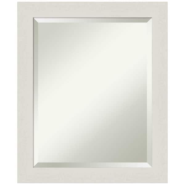 Amanti Art Rustic Plank White Narrow 19.5 in. H x 23.5 in. W Framed Wall Mirror
