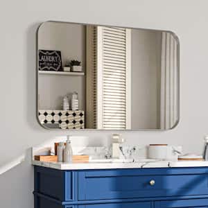 24 in. W x 36 in. H Rectangular Aluminum Framed Wall Bathroom Vanity Mirror in Silver