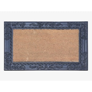 A1HC Sketch Border Black/Beige 24 in. x 36 in. Rubber and Coir Heavy Duty, Easy to Clean Outdoor Doormat