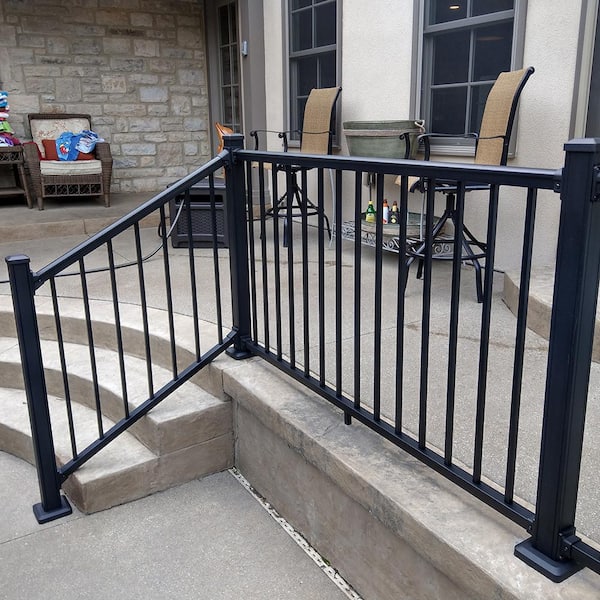 EZ Handrail 8 ft. x 42 in. Textured Black Aluminum Baluster Railing Kit  EZ8CHB - The Home Depot