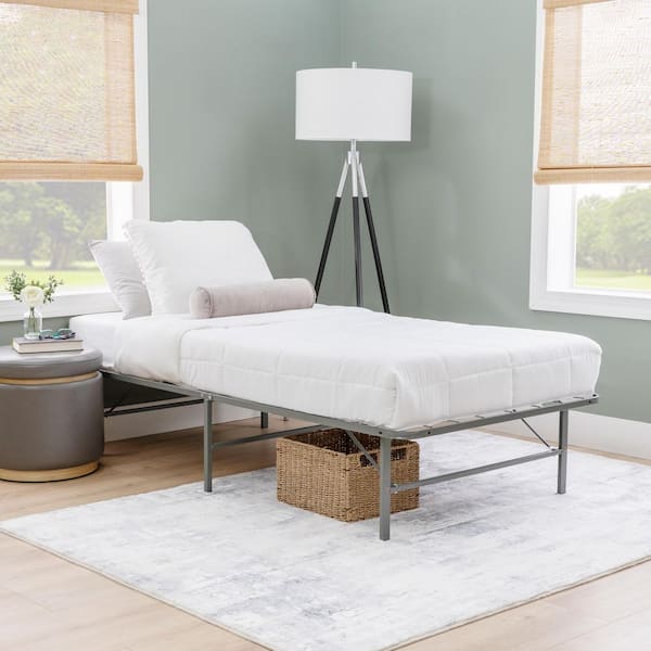 Frannick Gray Dark Pewter Metal Bed Frame Twin Folding Platform Bed