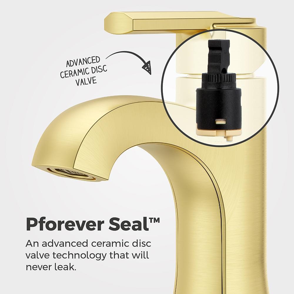 Vaneri Brushed Gold Single Handle Bathroom Faucet