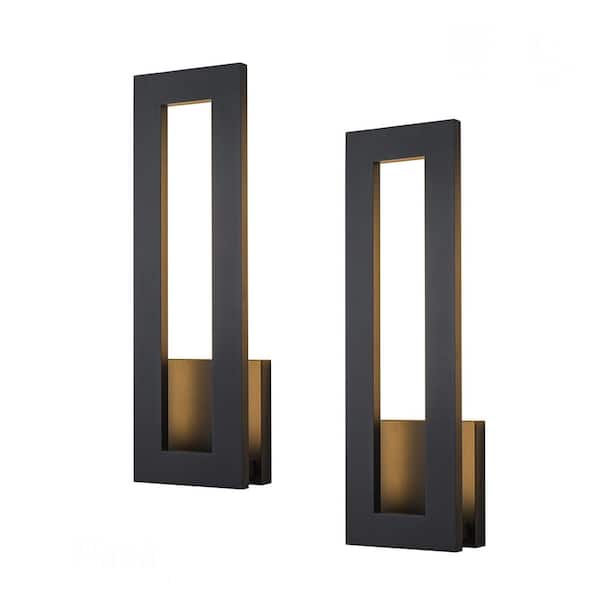 20 in. H Modern Outdoor Integrated LED Wall Lantern Sconce 24W Linear Exterior Light with Frosted Acrylic Shade (2-Pack)