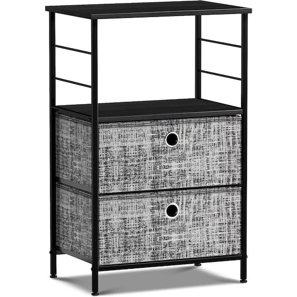 Sorbus 2-Drawer Gray Black Nightstand 33.75 in. H x 21.62 in. W x 11.75 in. D