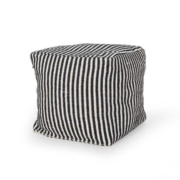 Noble House Arwen Black And White Cube Pouf 69600 The Home Depot
