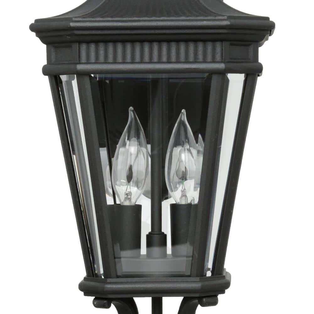 Black Metal and Clear Glass Outdoor Lantern Sconce