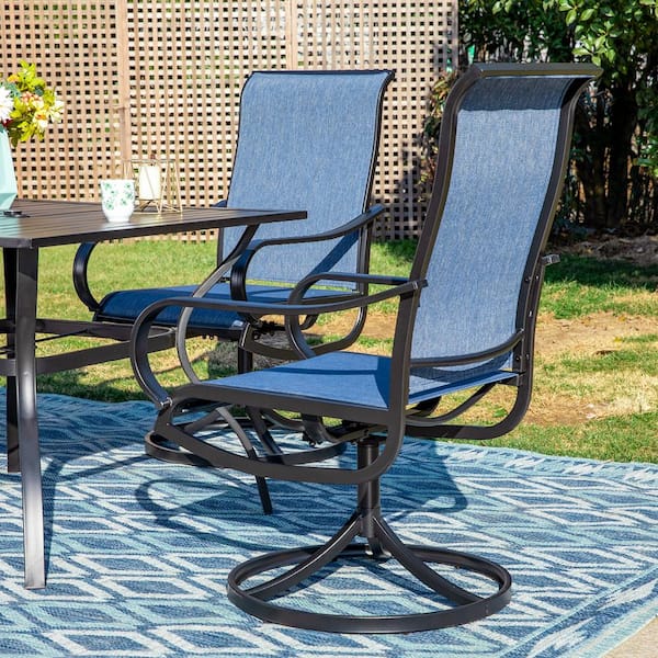 PHI VILLA Black 5-Piece Metal Square Patio Outdoor Dining PHI VILLA Black 5-Piece Metal Square Patio Outdoor Dining