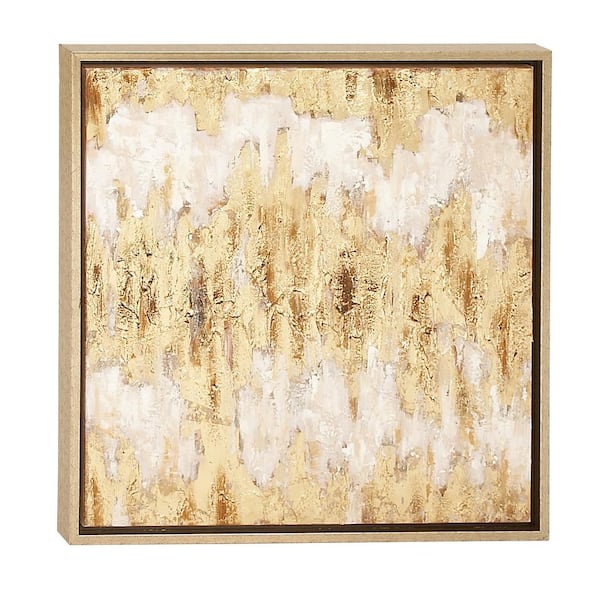 CosmoLiving by Cosmopolitan 1- Panel Abstract Framed Wall Art with Gold Frame 24 in. x 24 in.