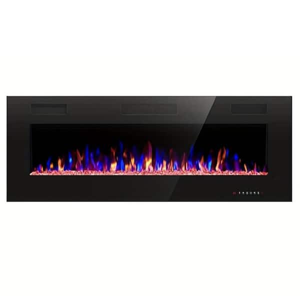 36 in. 750/1500W Wall Mount Electric Fireplace in Black, LED with 12-Colors,Timer, Adiustable Thermostat, Remote Control