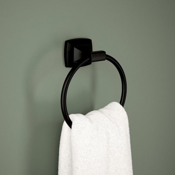 Portwood Wall Mounted Round Closed Towel Ring Bath Hardware Accessory in Matte Black