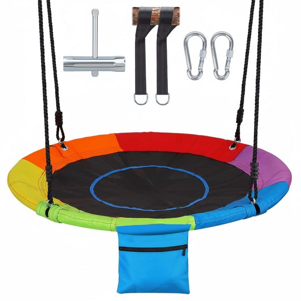 MISOPILY Black 40 in. Saucer Tree Swing with Zipper Pocket 900LBS