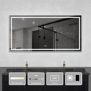72 in. W x 36 in. H Large Frameless Rectangular Anti-Fog Dimmable Light Wall Bathroom Vanity Mirror in Brushed Nickel