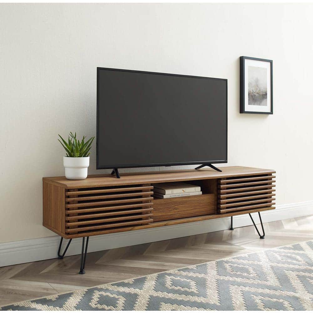 Render 59" Walnut Grain Media Console with Hairpin Legs
