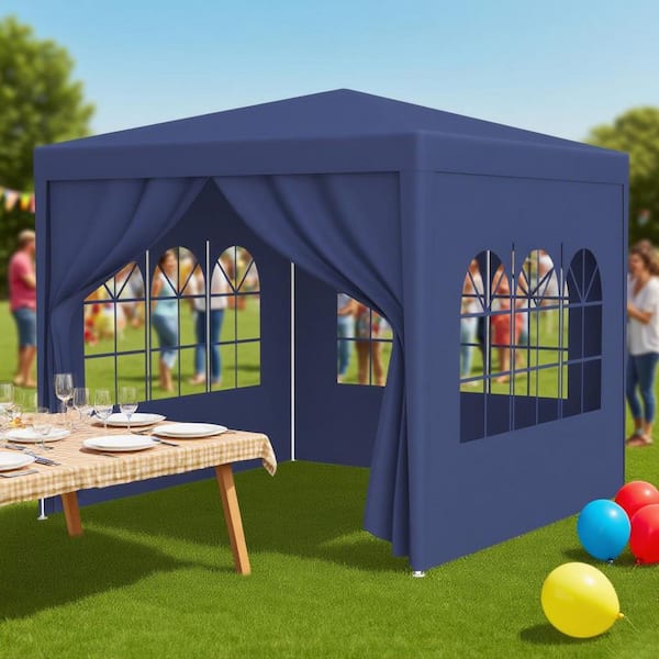 10 ft. x 10 ft. Blue Outdoor Heavy Duty Gazebo Wedding Canopy with 4 Removable Walls