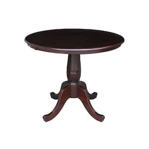 Rich Mocha 36 in. Round Solid Wood Dining Table