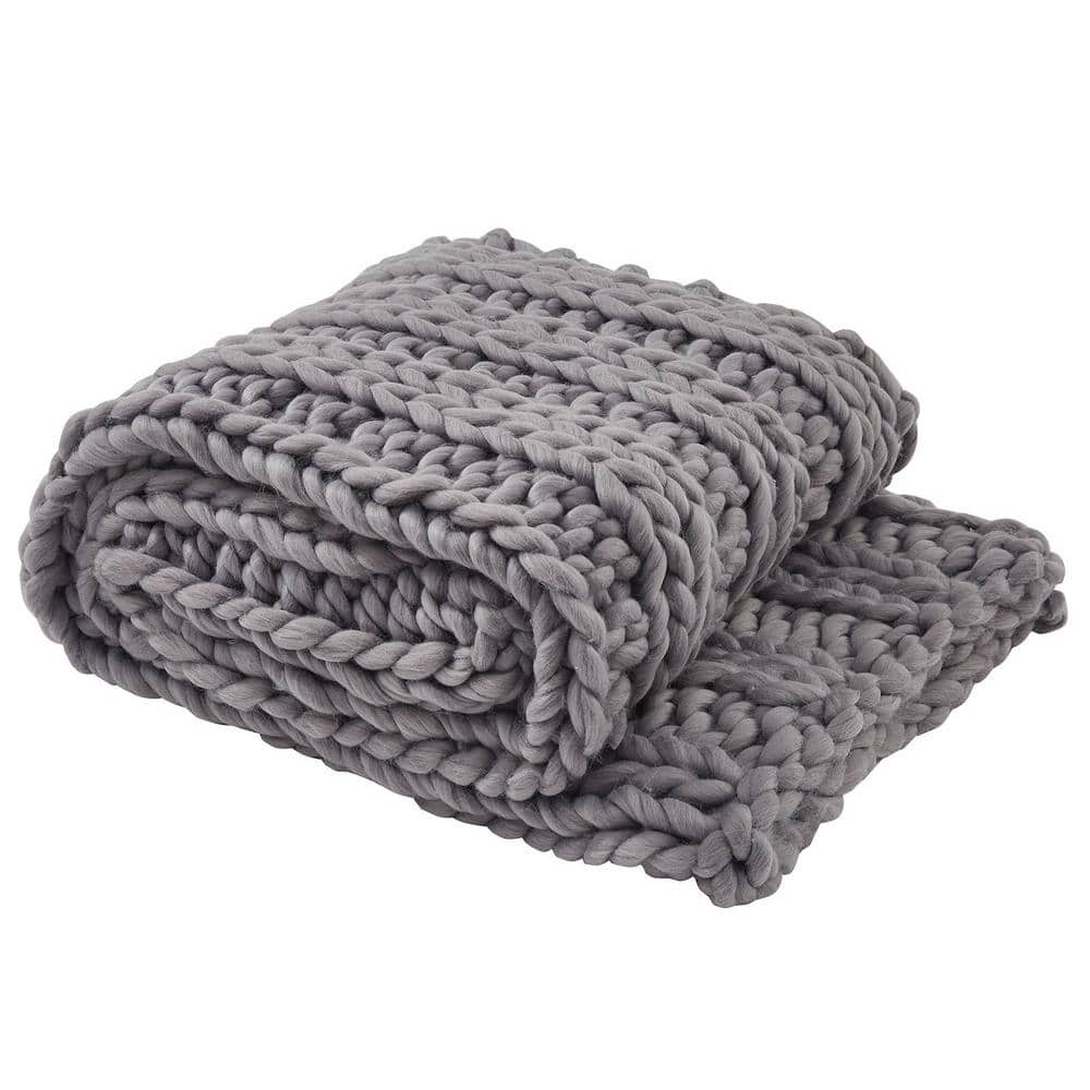 Park Designs Chunky Ribbed Knit Sharkskin Gray Polyester Throw Blanket ...