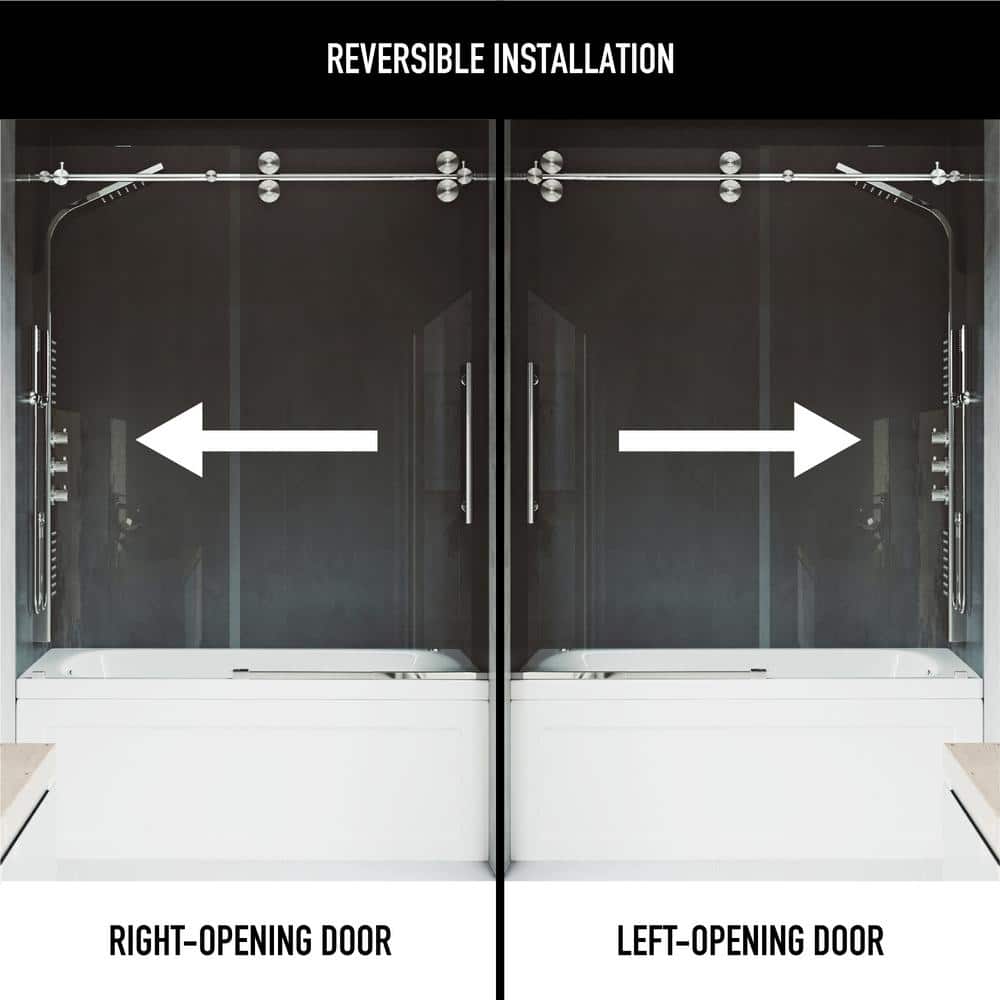 Elan 72" Frameless Sliding Tub Door with Clear Tempered Glass