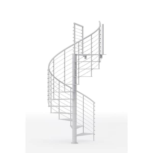 Mylen STAIRS Hayden White Interior 60in Diameter, Fits Height 127.5in - 142.5in, 1 42in Tall Platform Rail Spiral Staircase Kit