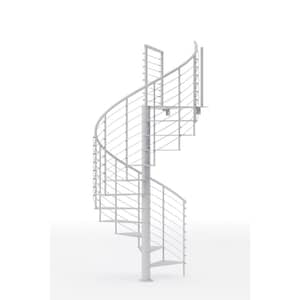 Hayden White Interior 60in Diameter, Fits Height 136in - 152in, 1 42in Tall Platform Rail Spiral Staircase Kit