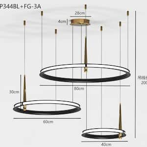 31.5 in. 6-Light Modern Black Gold Integrated LED Chandelier for Kitchen Island 3-Tier DIY Pendant Light for Living Room