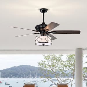 52 in. Indoor Matte Black Modern Ceiling Fan with Remote Control and 5-Dual Finish Reversible Blades, no Bulb