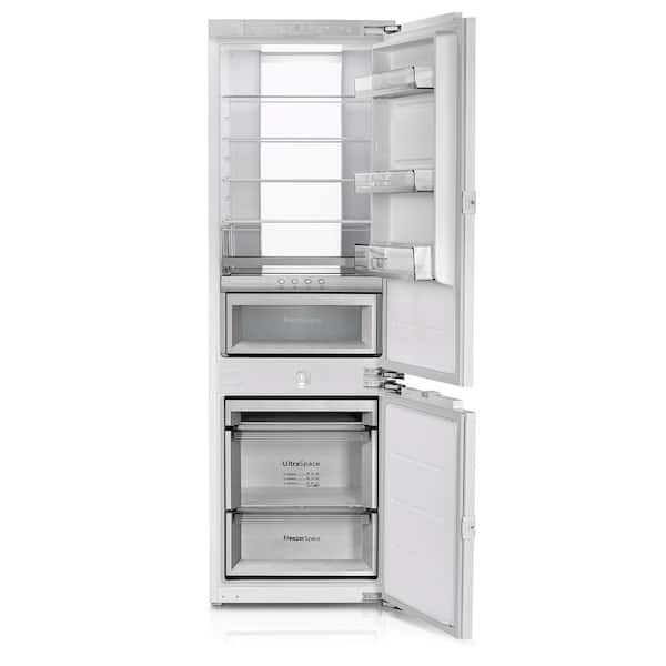 22 in. 9.71 cu. ft. Built-In Panel Ready Bottom Freezer Refrigerator in White Counter Depth Dual Door Glass Shelves