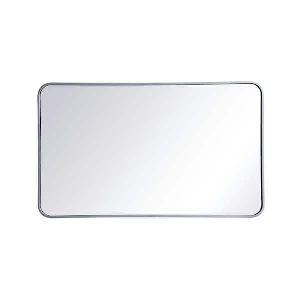 Unbranded Timeless Home 40 in. H x 24 in. W Silver Modern Soft Corner Rectangular Wall Mirror