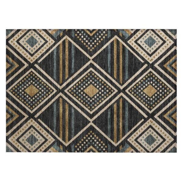 Chantille Machine Washable Indoor/Outdoor Abstract ACN3128 Black 2 ft. x 3 ft. Accent Rug